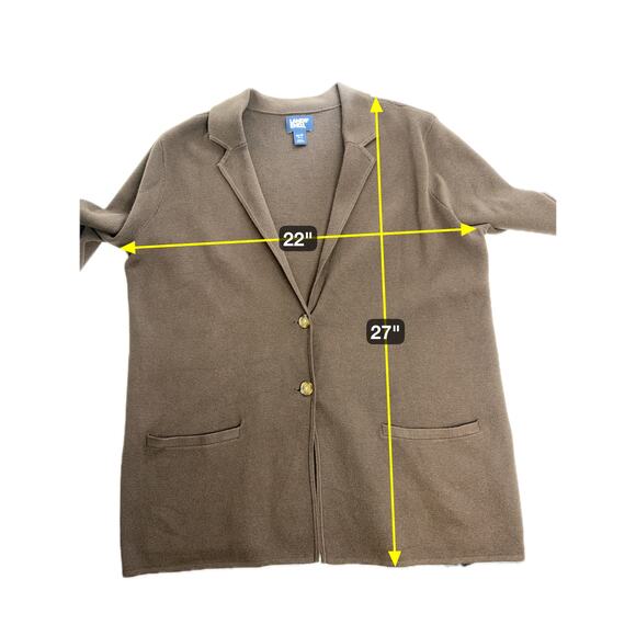 Lands End Brown Cotton Knit Button Front Blazer Sweater Cardigan Womens Medium M - Picture 11 of 11